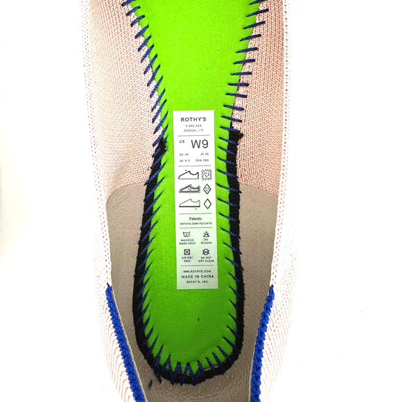 Rothys Womens The Square Flats In Rosewater Size 9 Pink/Black Comfort Preppy - Picture 8 of 8